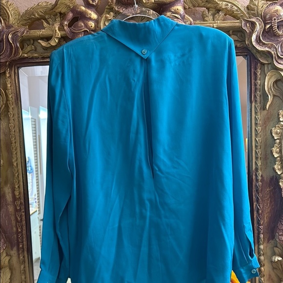 80’s Lillie Rubin 100% silk blouse with shoulder pads - Picture 5 of 5